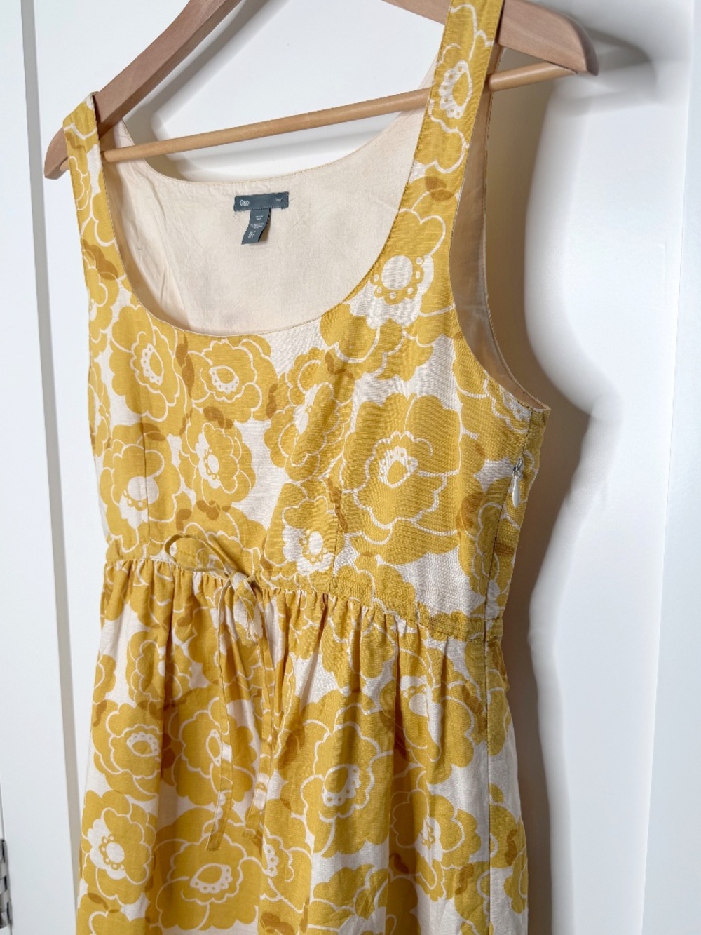 Gap Floral Linen Summer Sleeveless Dress in Yellow Size 4 - Picture 3 of 9